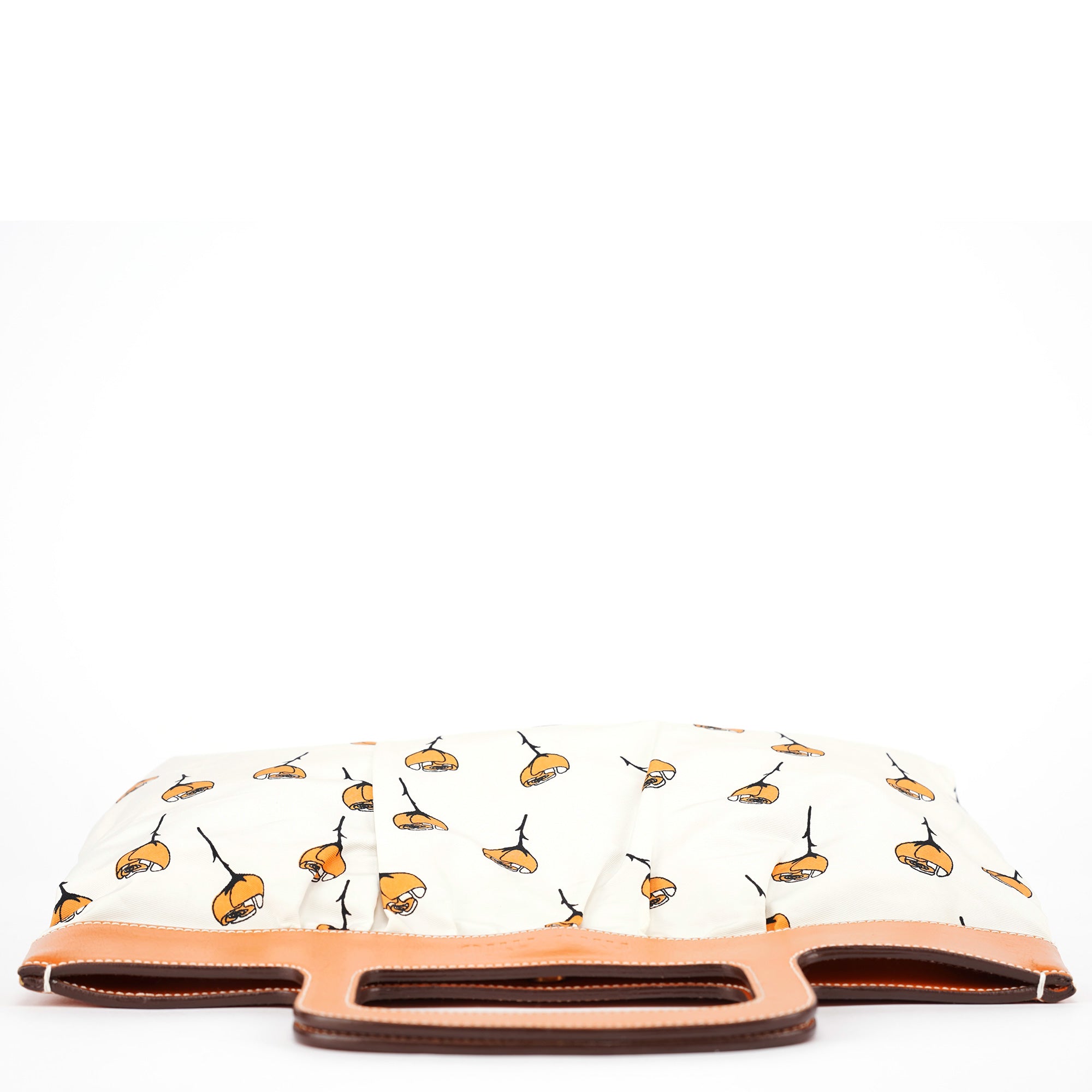 Nylon Floral Print Top Handle Clutch Bag
