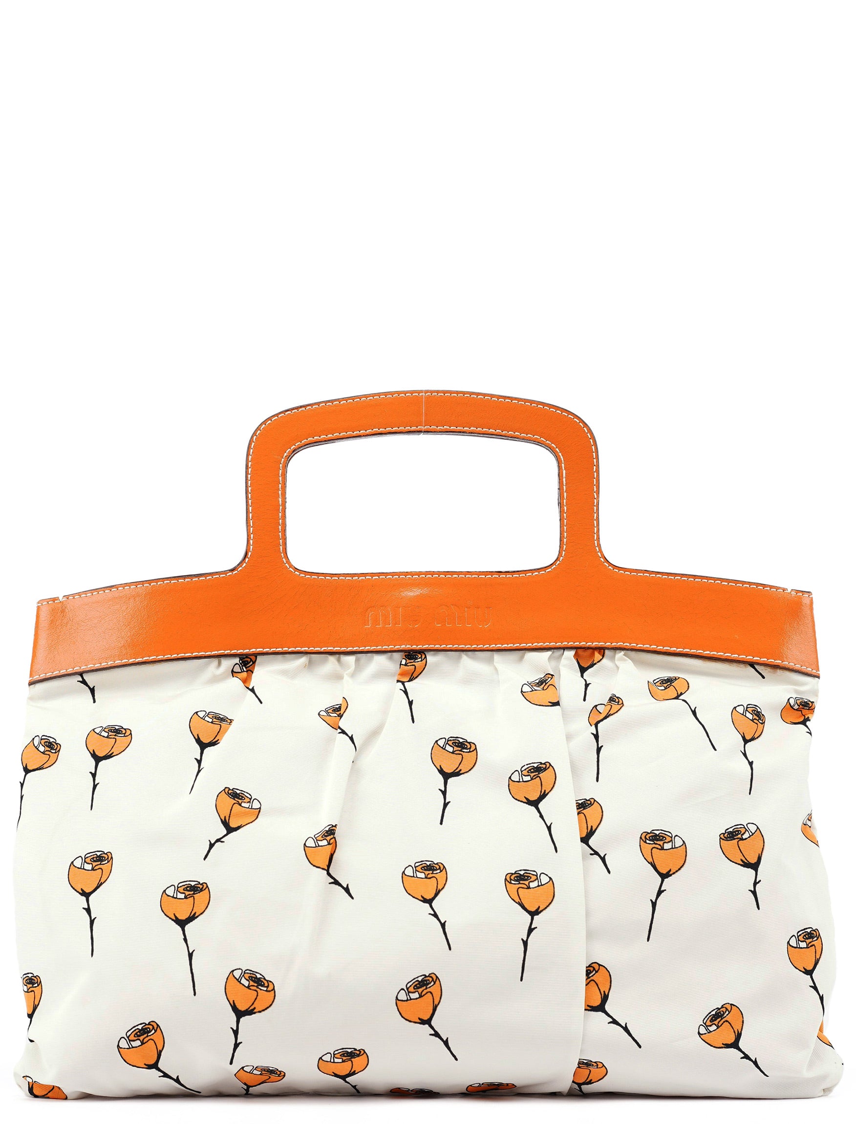 Nylon Floral Print Top Handle Clutch Bag