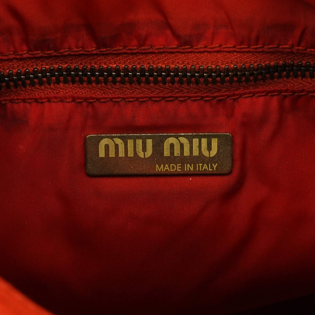 Orange Leather Belt Pocket Tote Bag