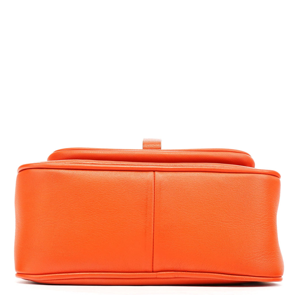 Orange Leather Belt Pocket Tote Bag