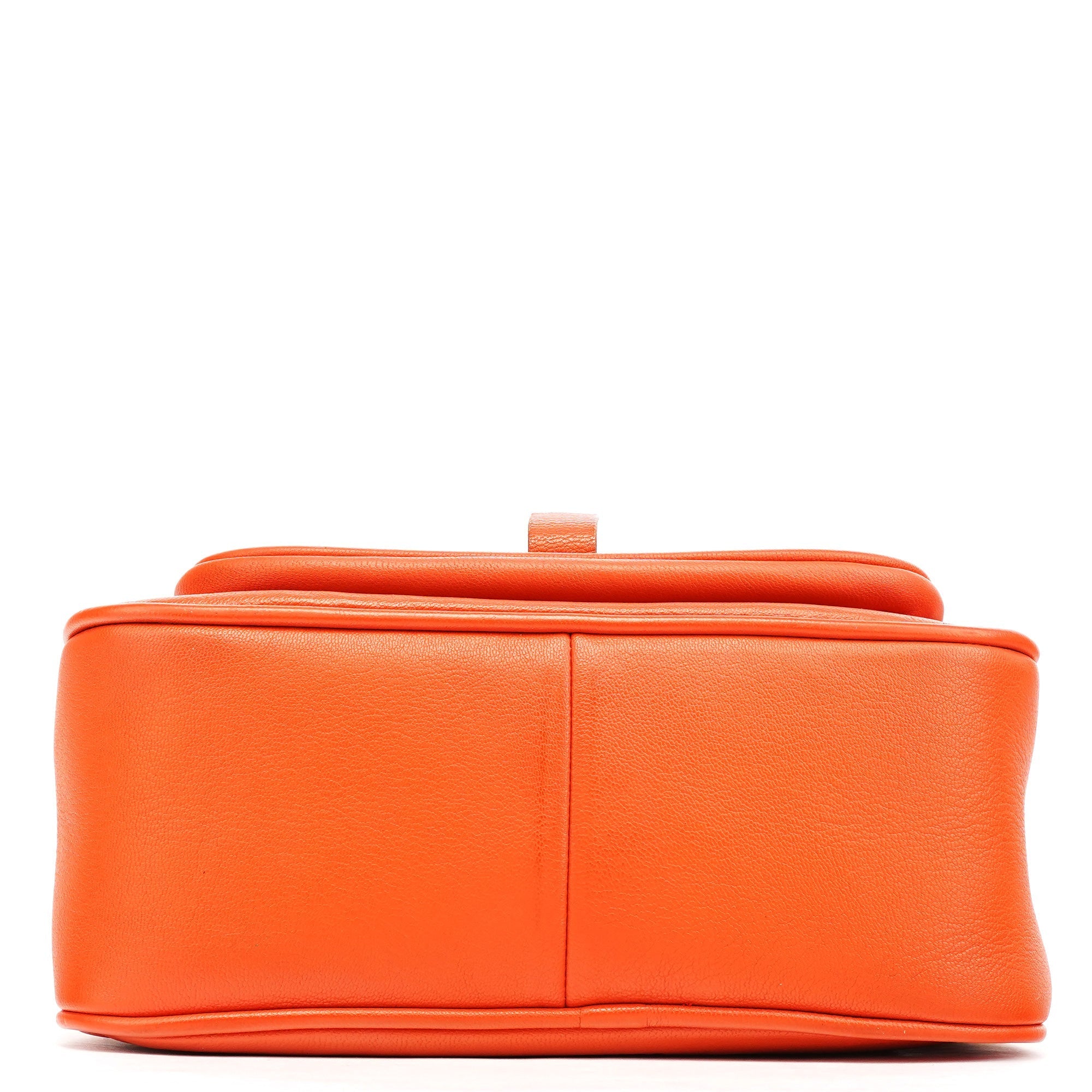 Orange Leather Belt Pocket Tote Bag