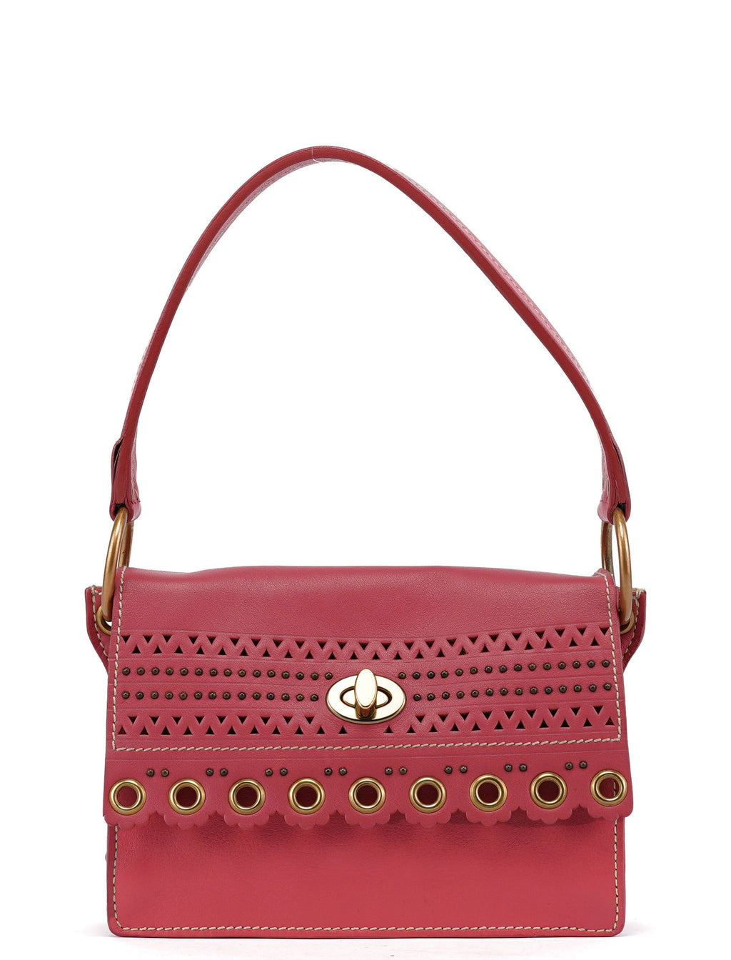 Pink Calfskin Turnlock Shoulder Bag