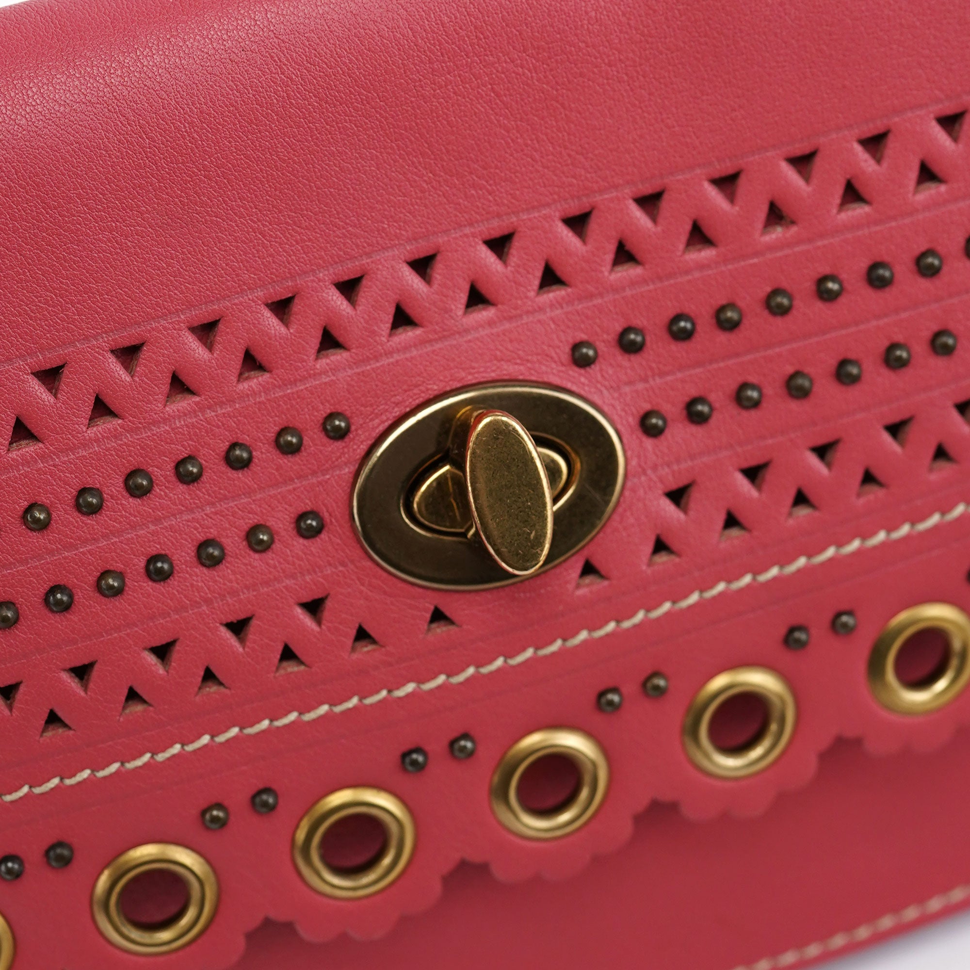 Pink Calfskin Turnlock Shoulder Bag