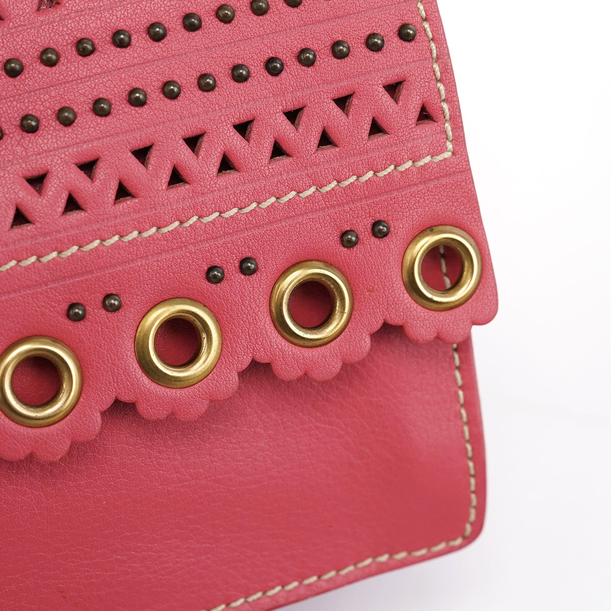 Pink Calfskin Turnlock Shoulder Bag