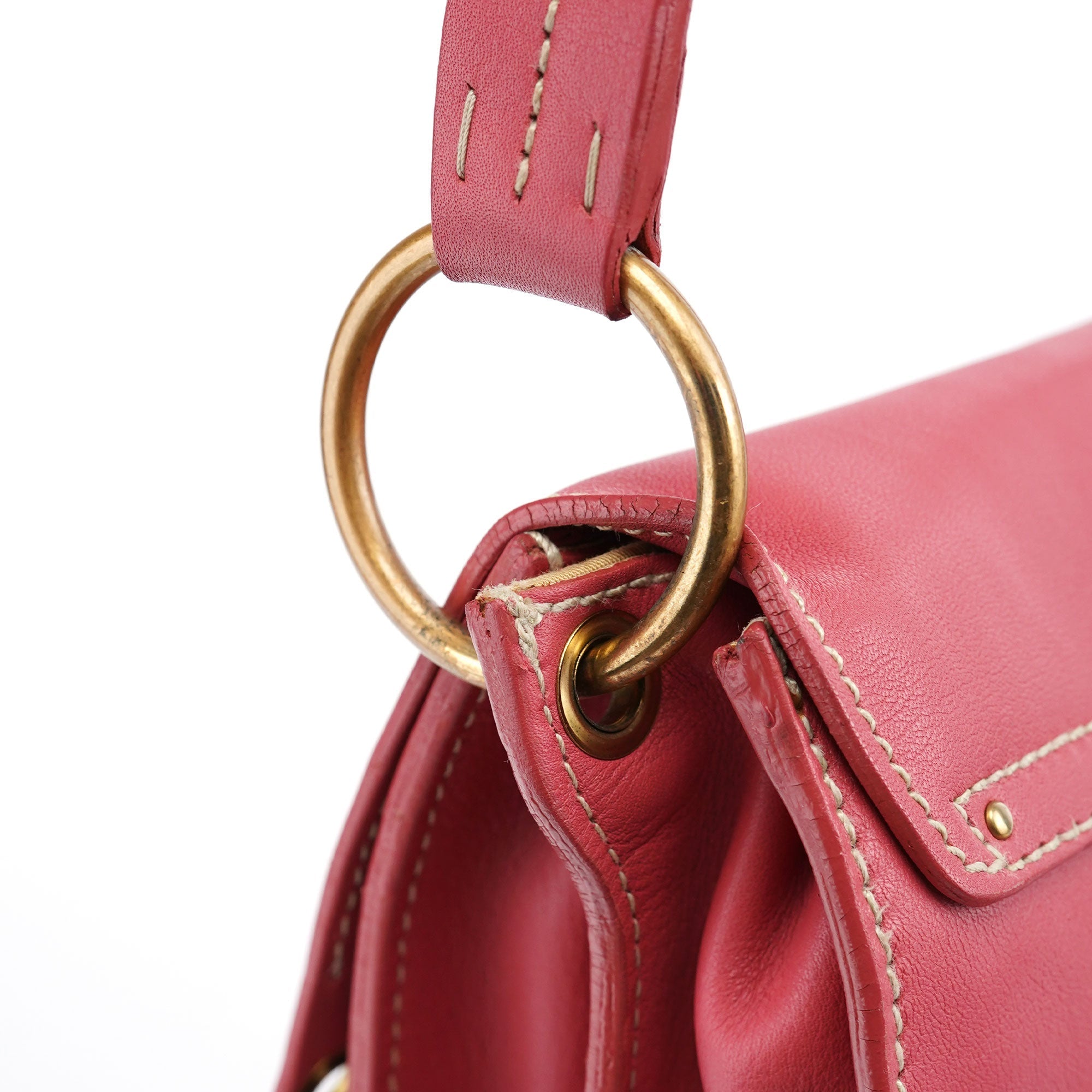 Pink Calfskin Turnlock Shoulder Bag