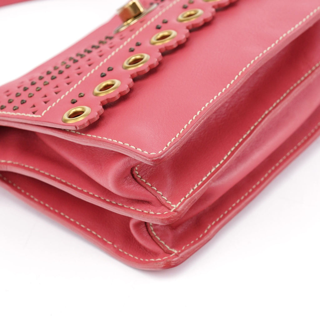 Pink Calfskin Turnlock Shoulder Bag
