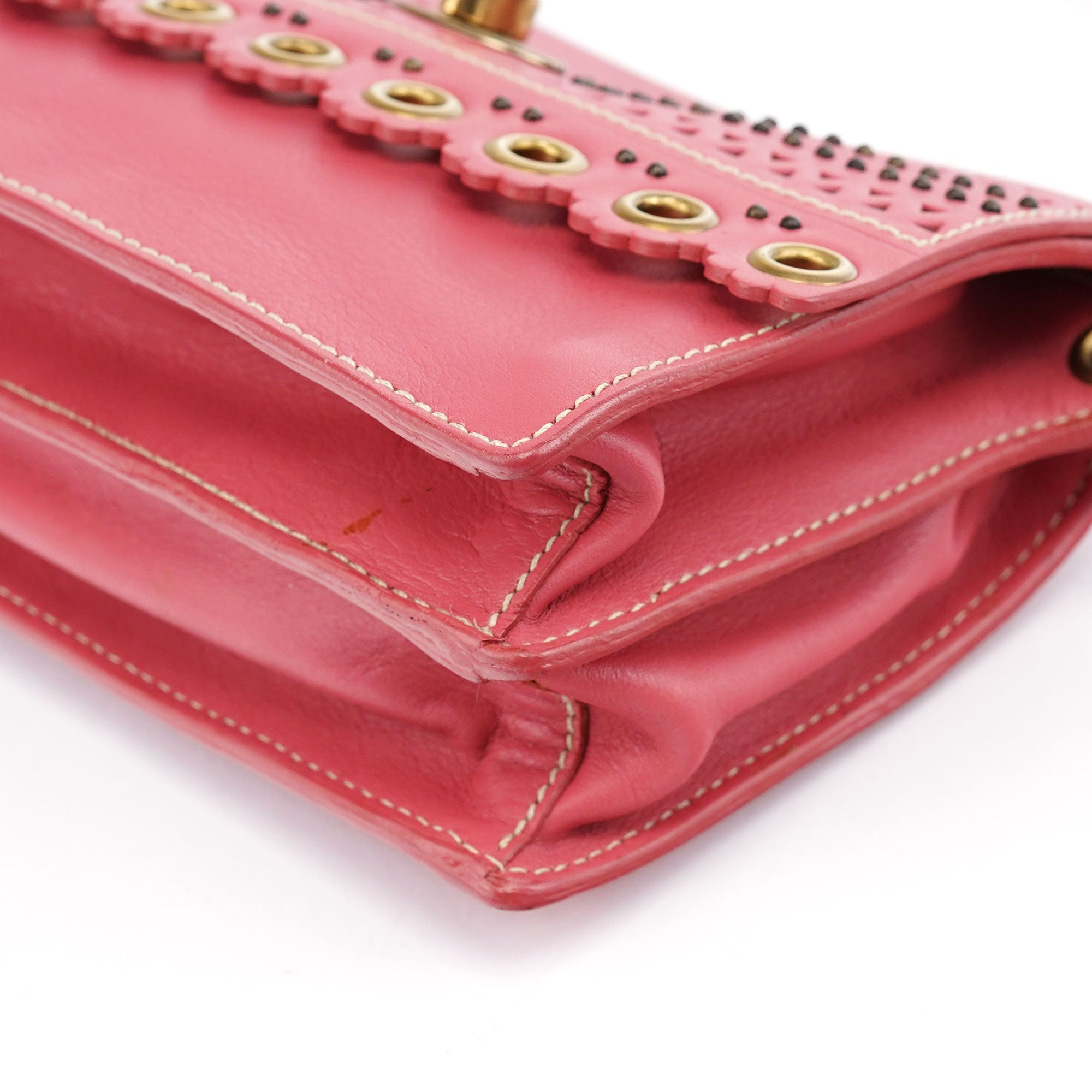 Pink Calfskin Turnlock Shoulder Bag