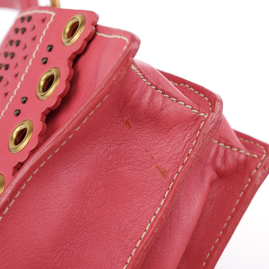 Pink Calfskin Turnlock Shoulder Bag