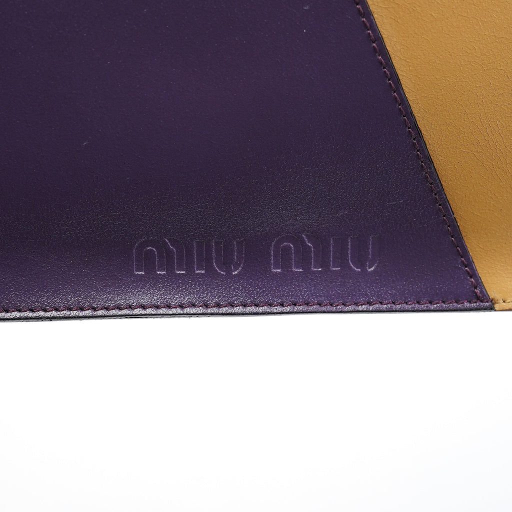 Purple Beige Leather Tote Bag