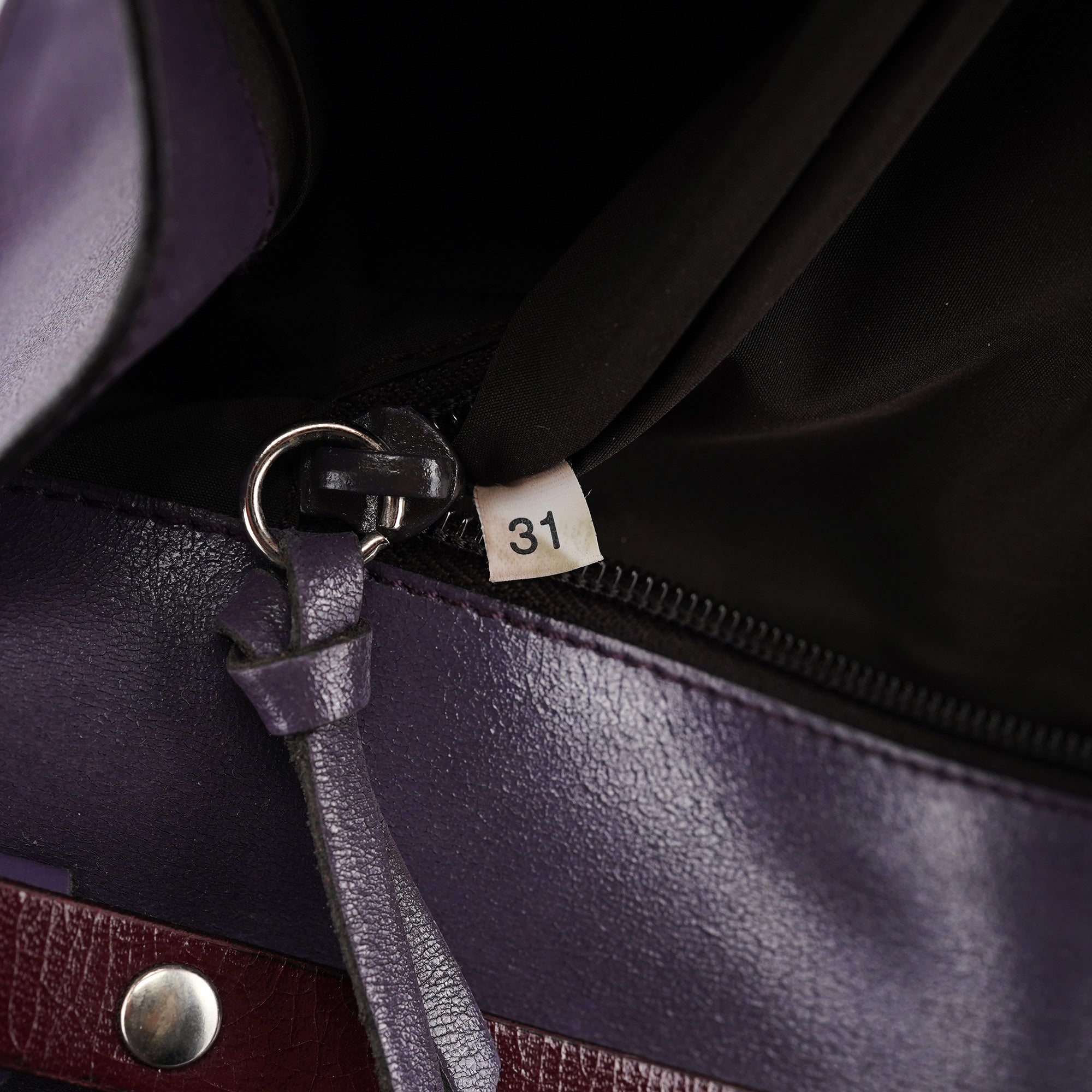 Purple Leather Flap Shoulder Bag