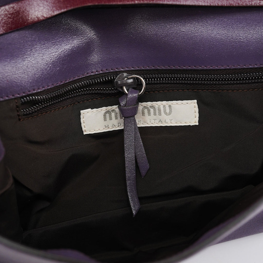 Purple Leather Flap Shoulder Bag