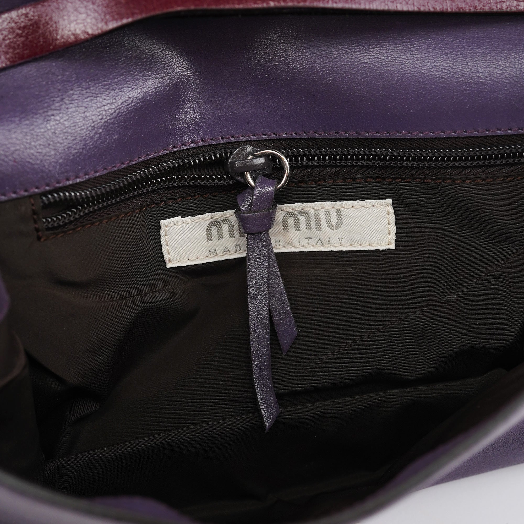 Purple Leather Flap Shoulder Bag