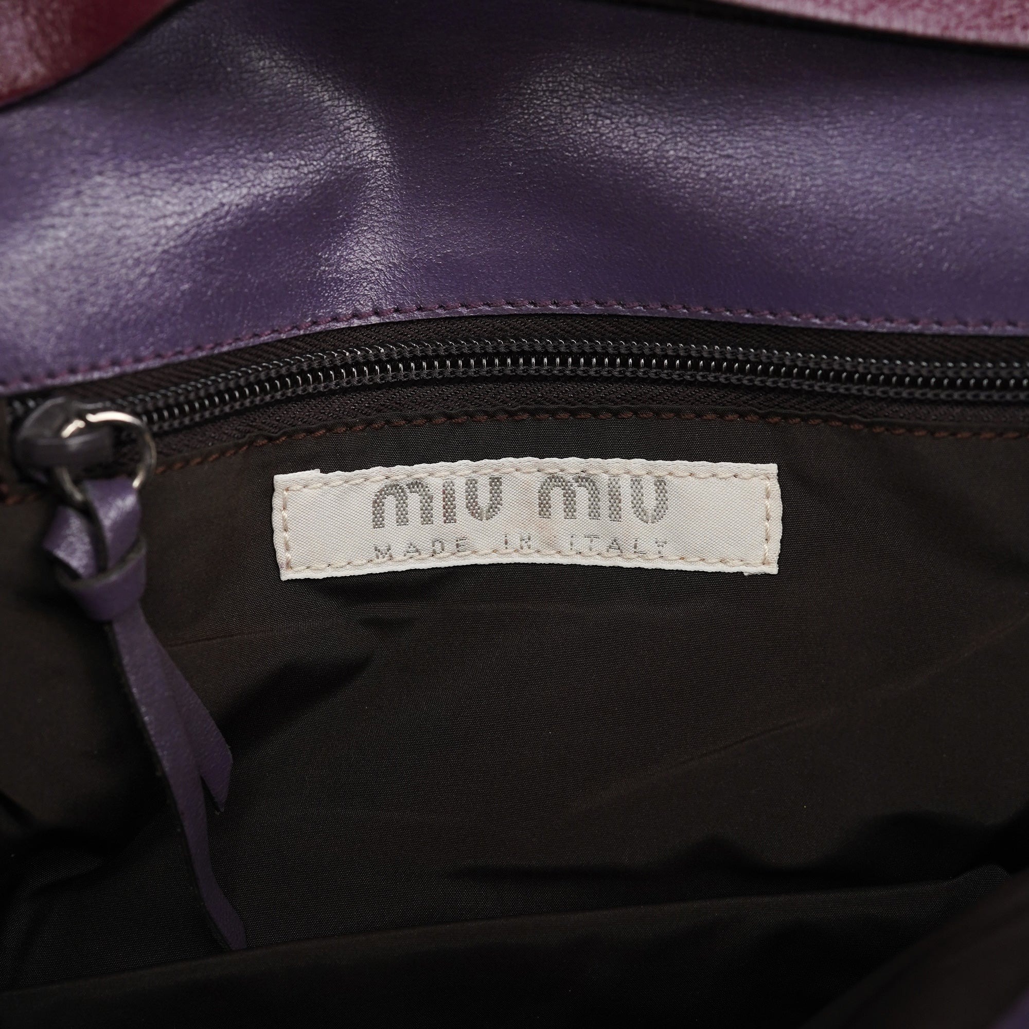 Purple Leather Flap Shoulder Bag