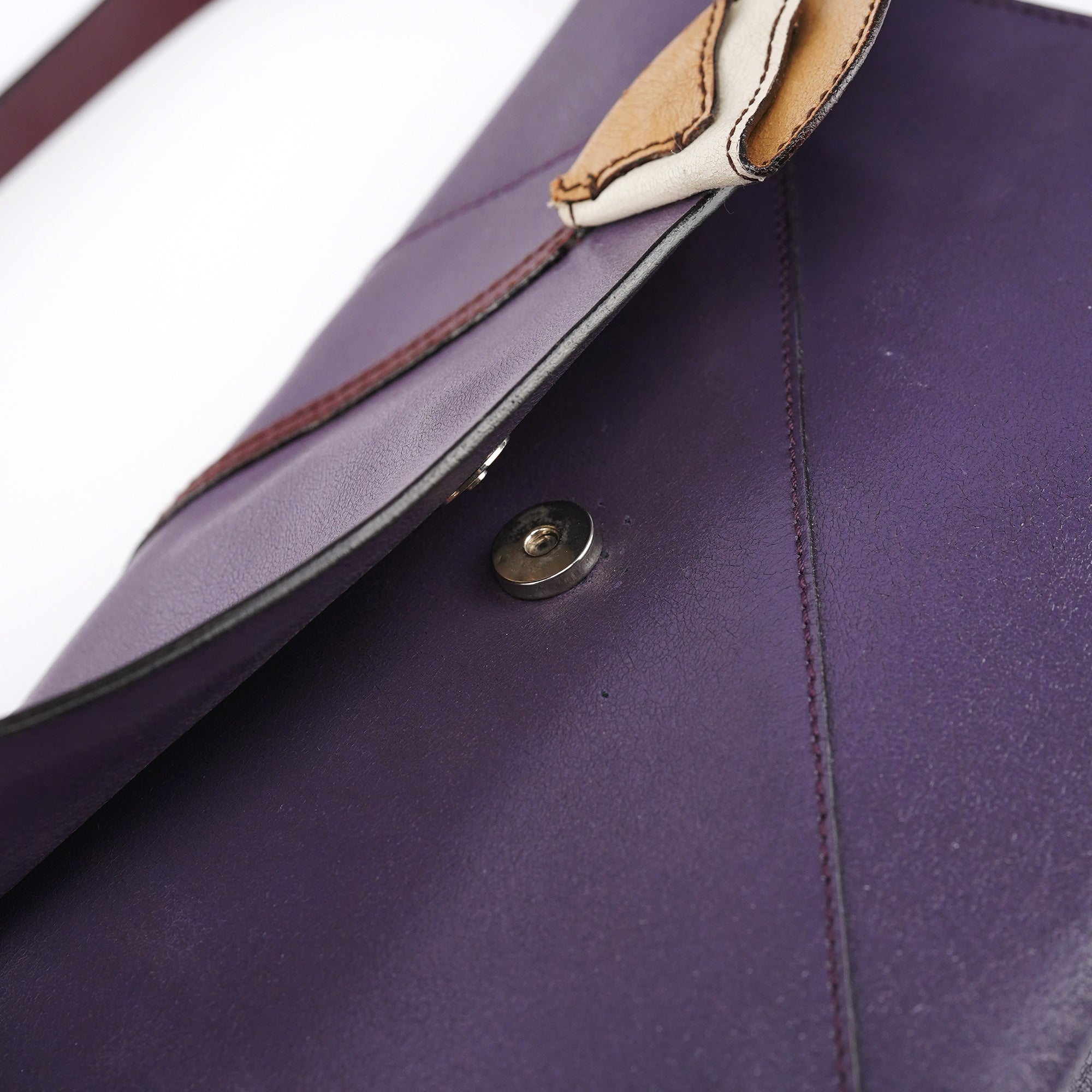 Purple Leather Flap Shoulder Bag
