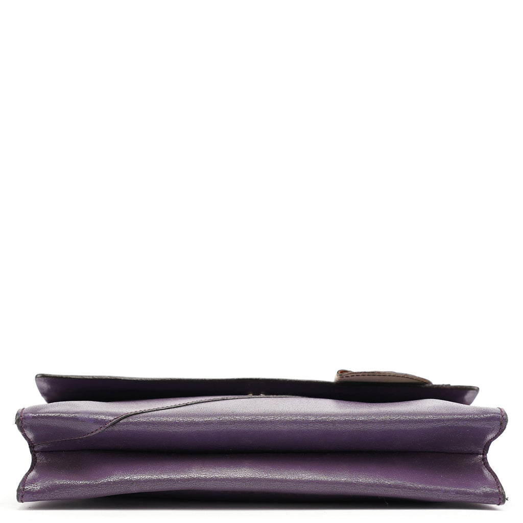 Purple Leather Flap Shoulder Bag