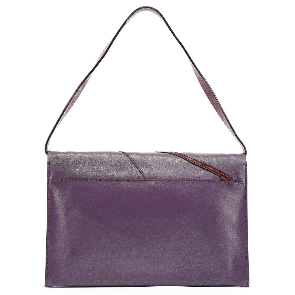 Purple Leather Flap Shoulder Bag
