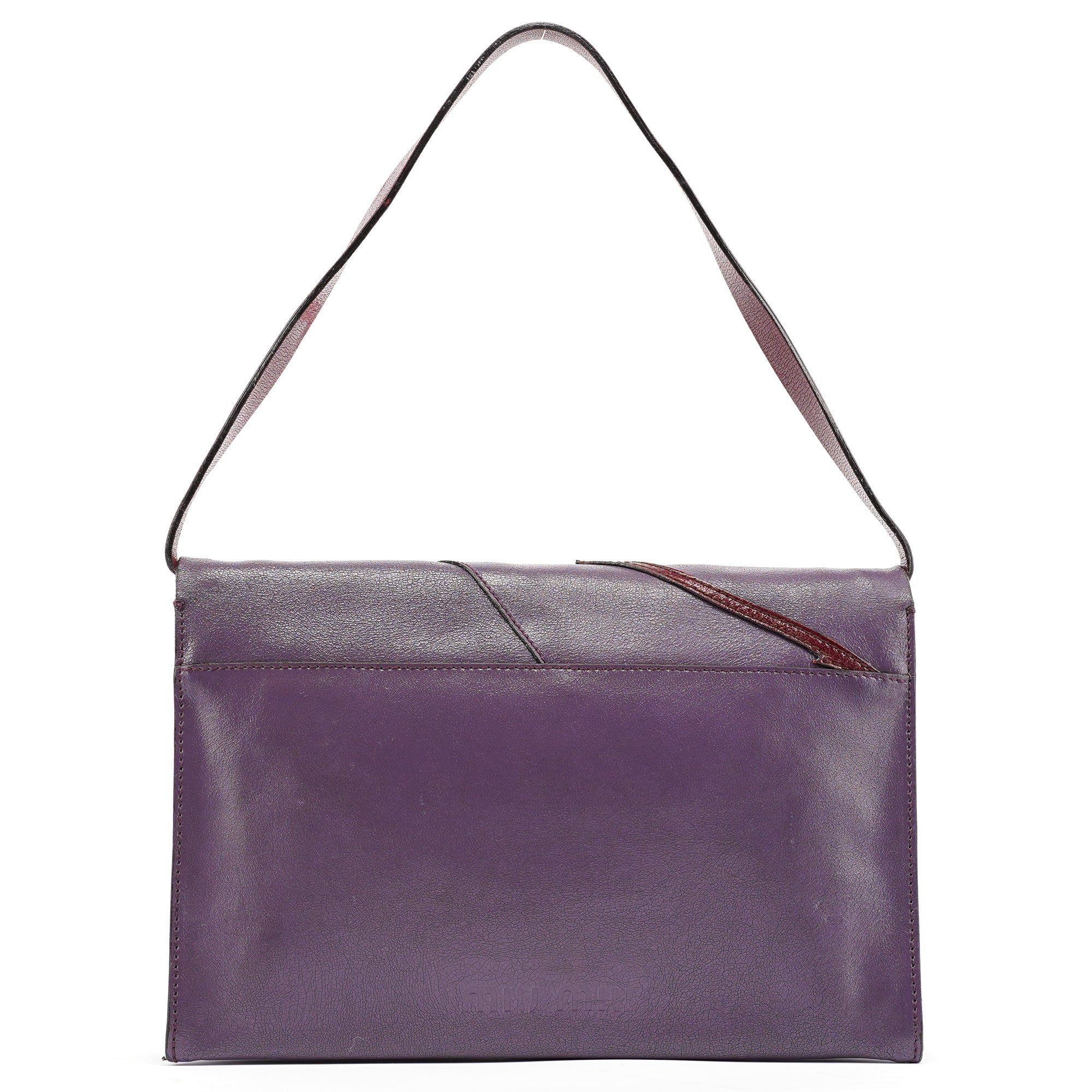 Purple Leather Flap Shoulder Bag