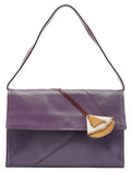 Purple Leather Flap Shoulder Bag
