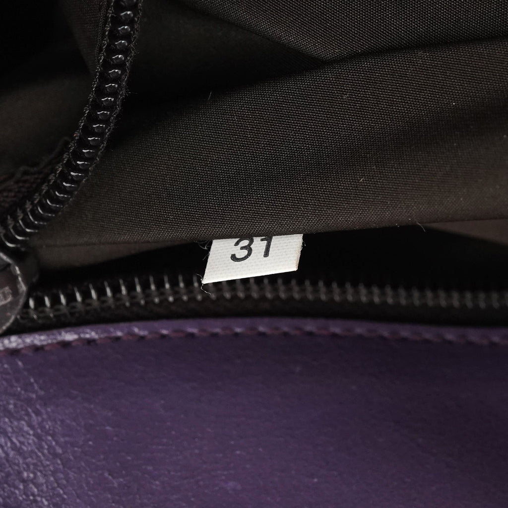 Purple Leather Floral Tote Bag