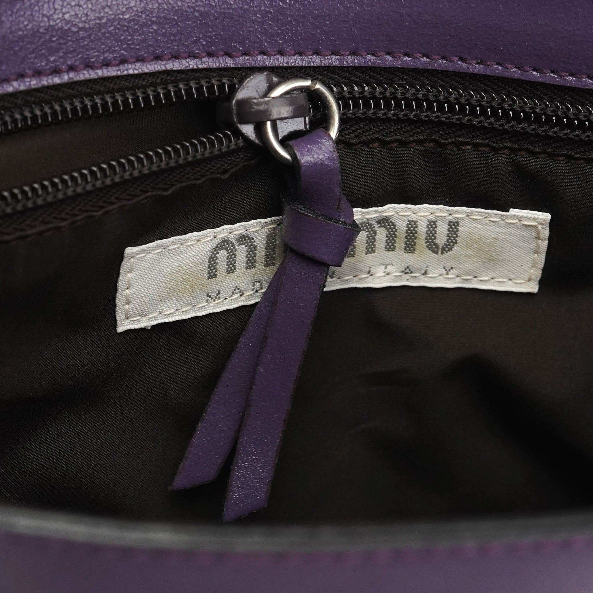 Purple Leather Floral Tote Bag