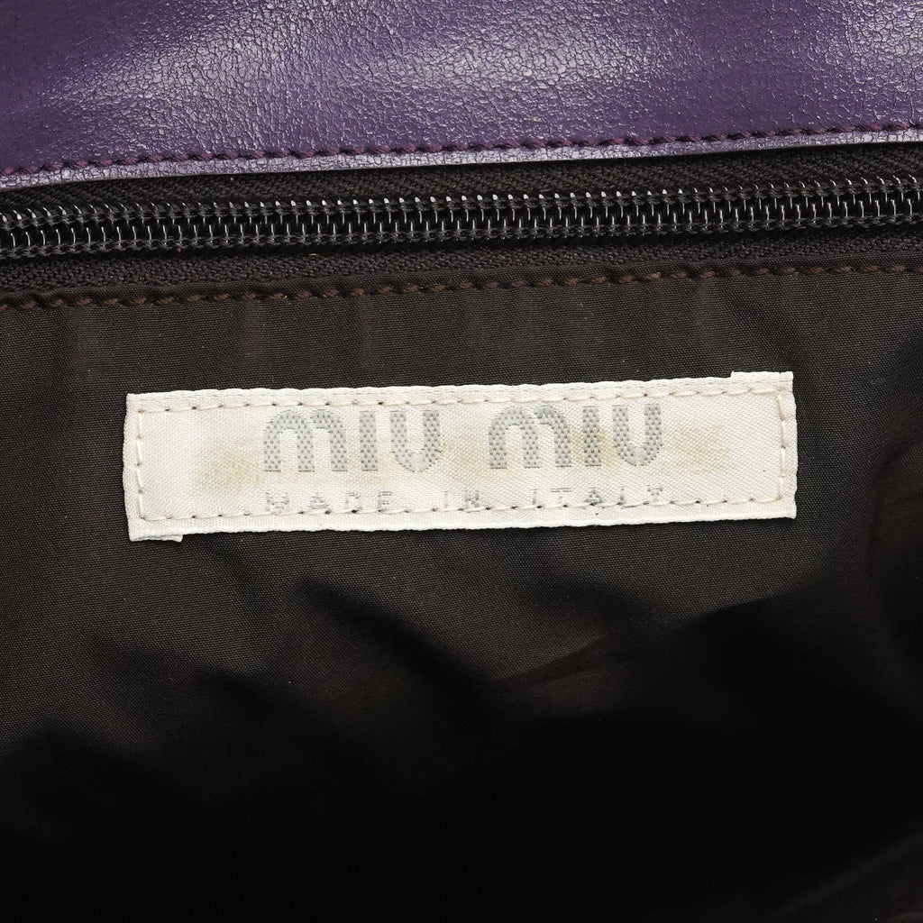 Purple Leather Floral Tote Bag