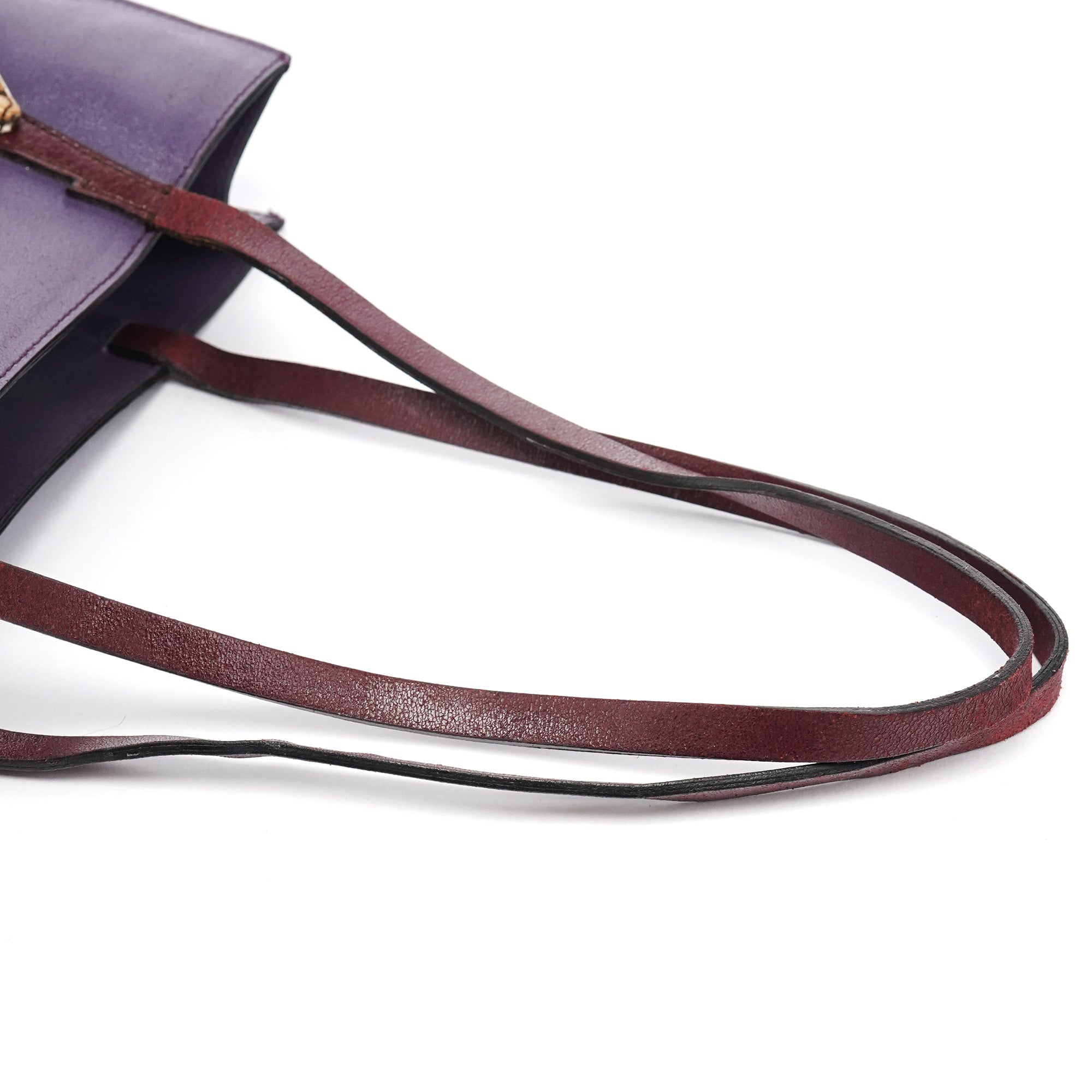 Purple Leather Floral Tote Bag