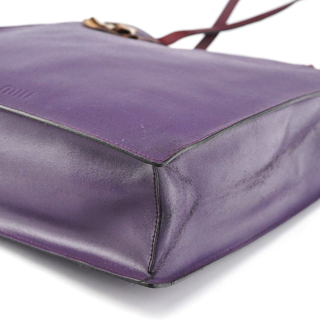 Purple Leather Floral Tote Bag