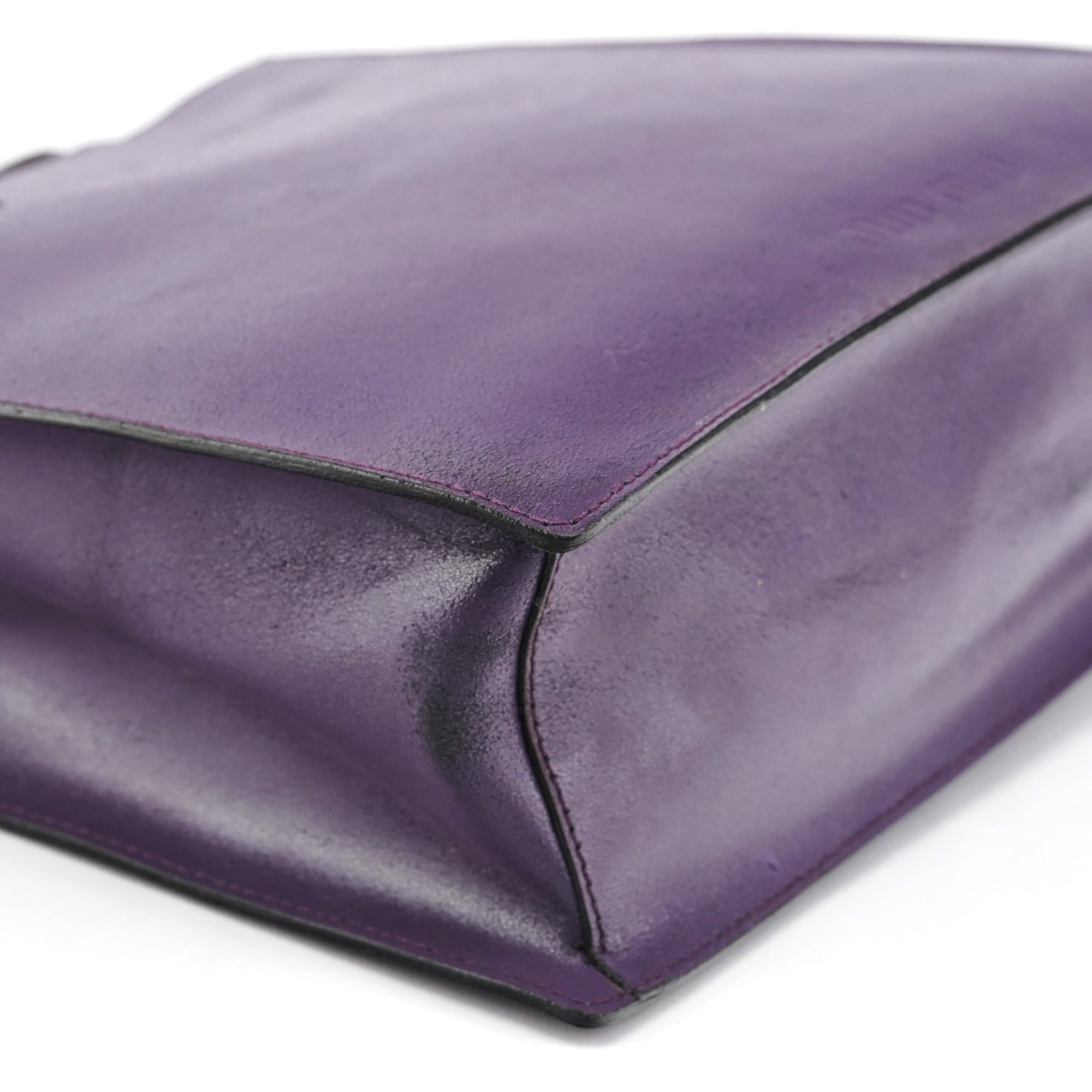 Purple Leather Floral Tote Bag