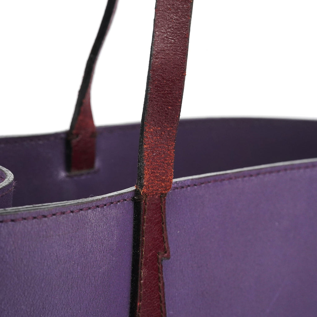 Purple Leather Floral Tote Bag
