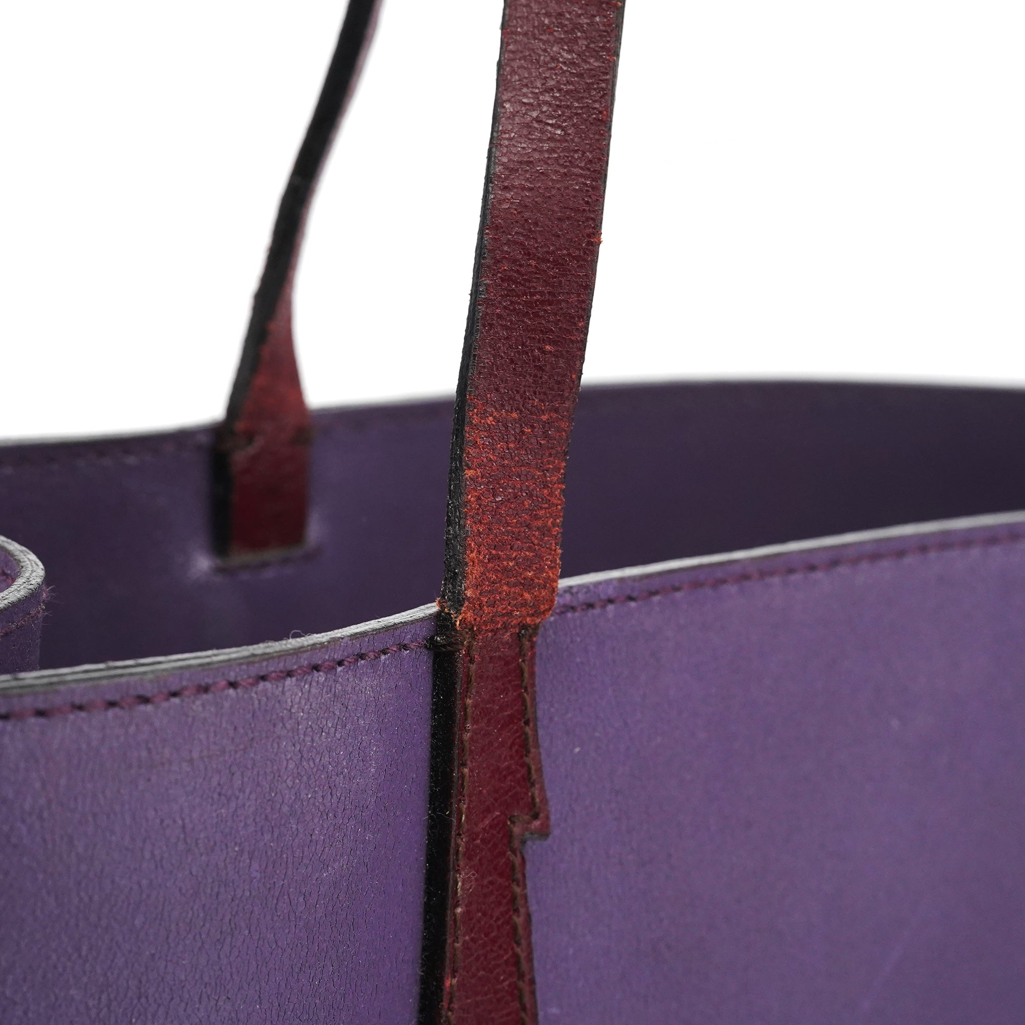 Purple Leather Floral Tote Bag
