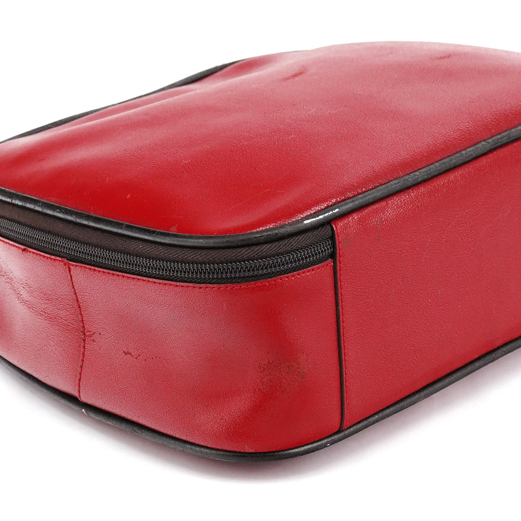 Red Black Leather Vanity Bag