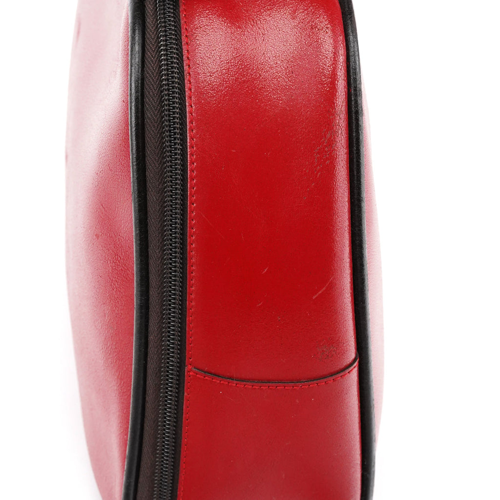 Red Black Leather Vanity Bag