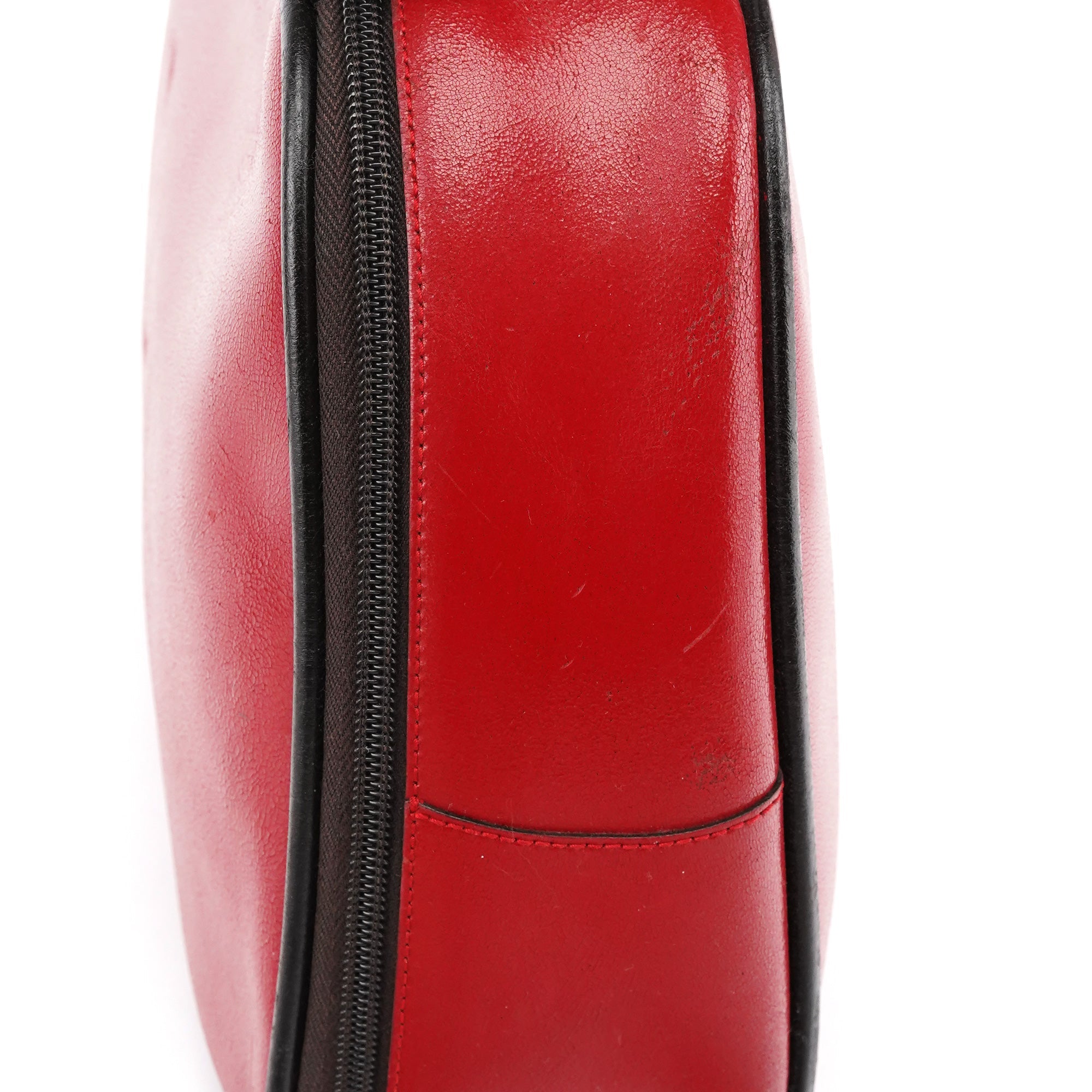 Red Black Leather Vanity Bag