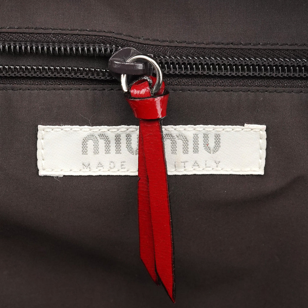 Red Black Leather Vanity Bag