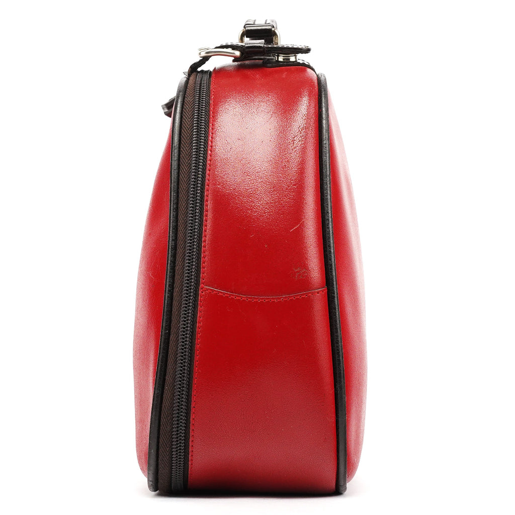 Red Black Leather Vanity Bag