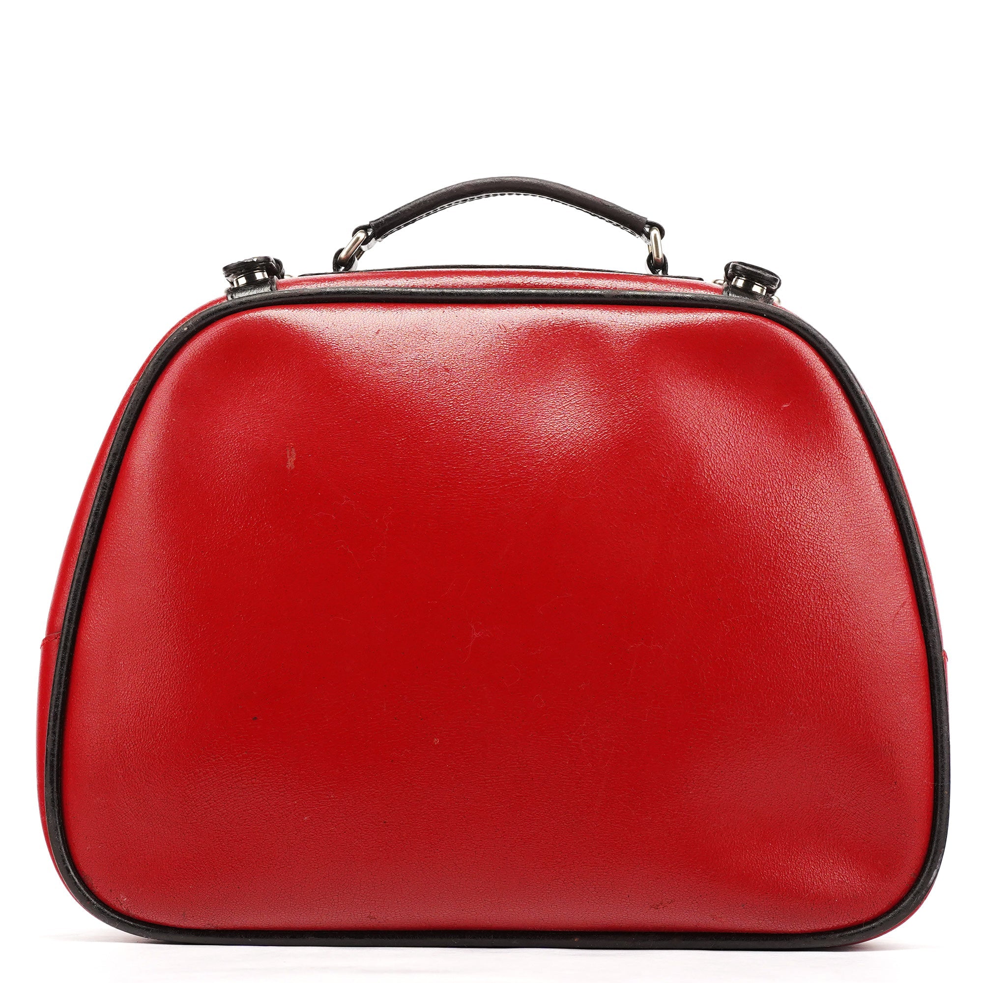 Red Black Leather Vanity Bag