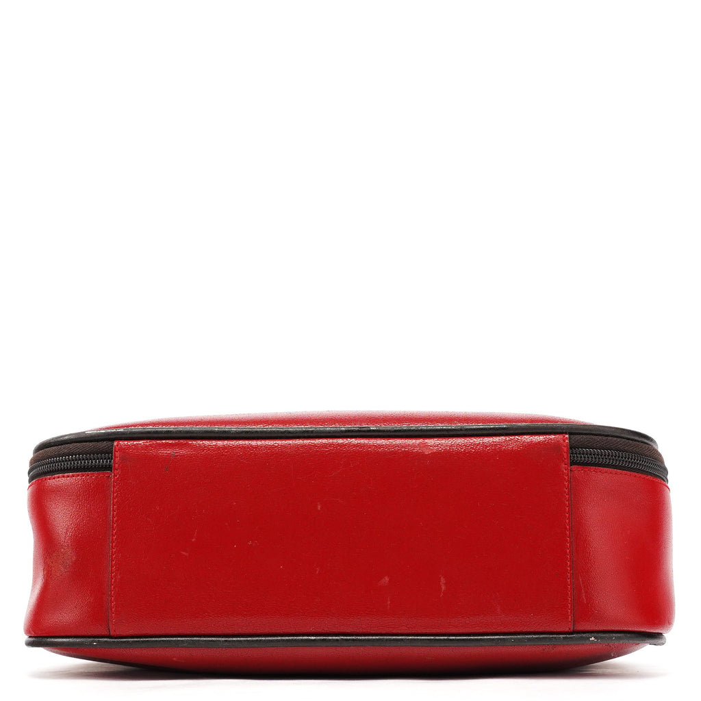 Red Black Leather Vanity Bag