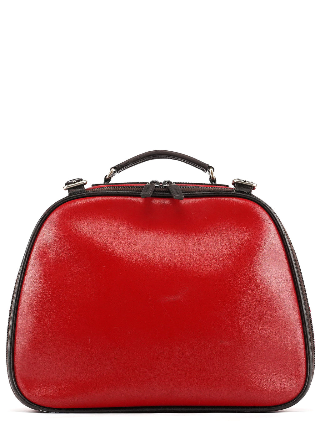 Red Black Leather Vanity Bag