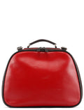Red Black Leather Vanity Bag