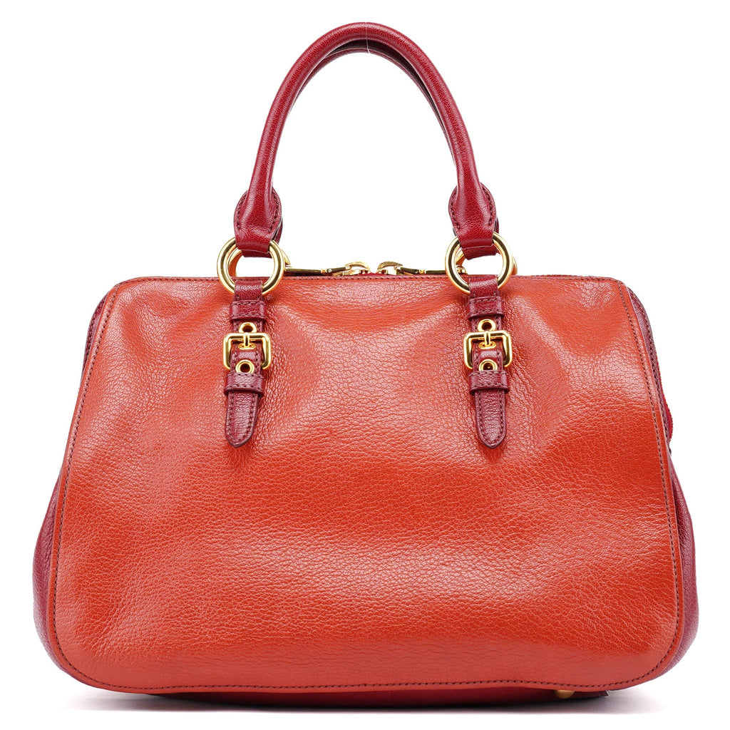 Red Pebbled Leather 2-Way Tote Bag