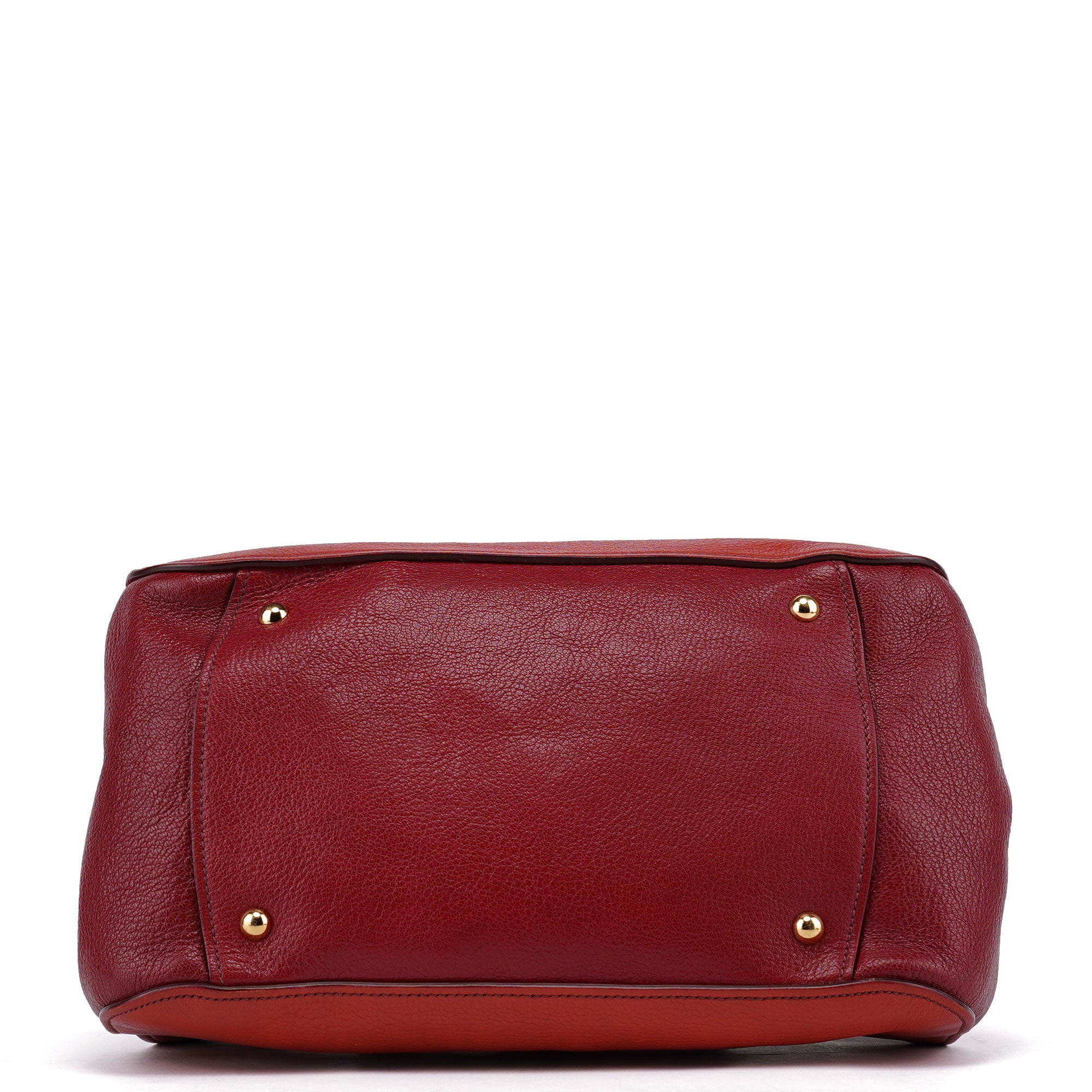 Red Pebbled Leather 2-Way Tote Bag