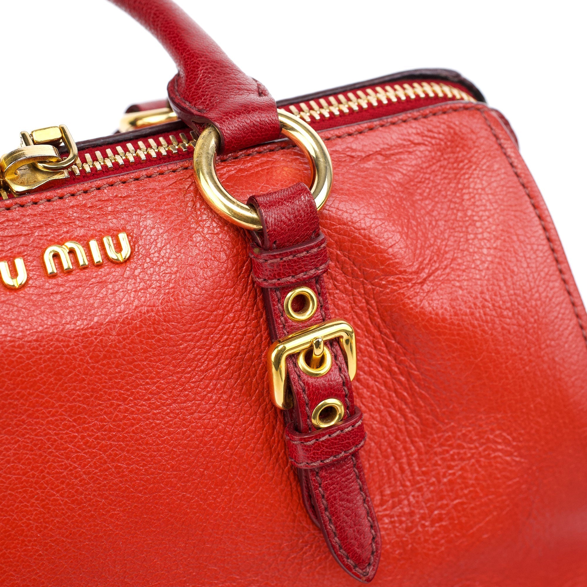 Red Pebbled Leather 2-Way Tote Bag