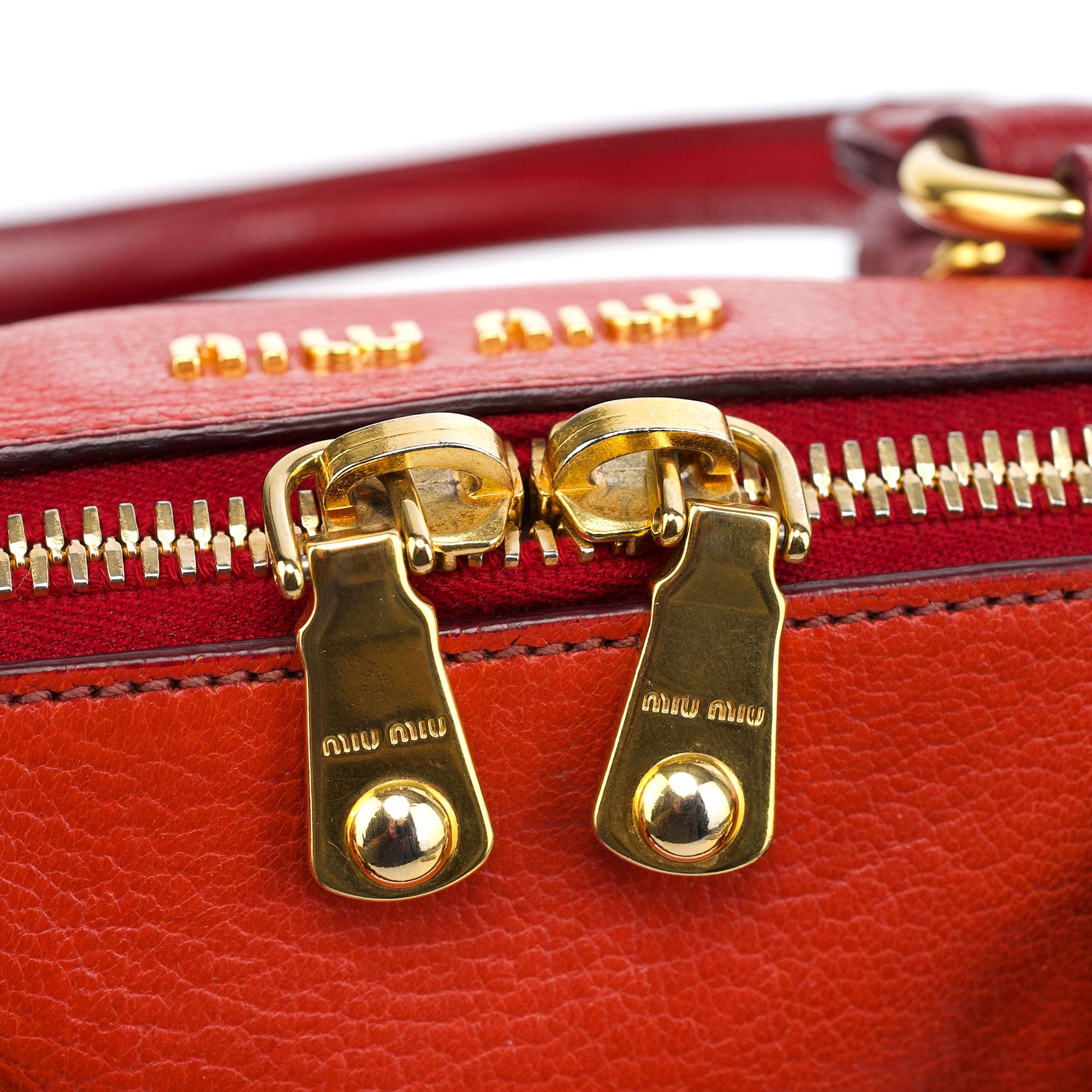 Red Pebbled Leather 2-Way Tote Bag