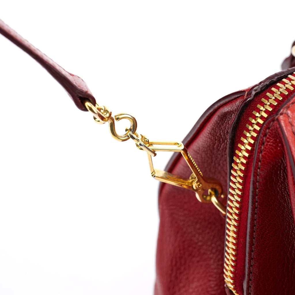 Red Pebbled Leather 2-Way Tote Bag