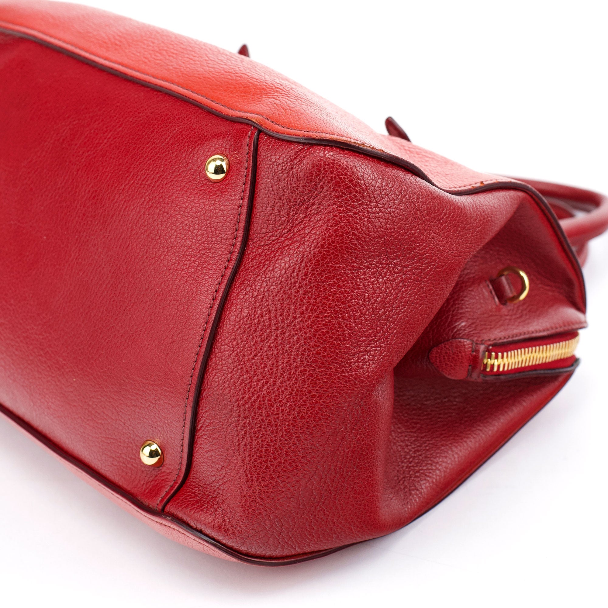 Red Pebbled Leather 2-Way Tote Bag