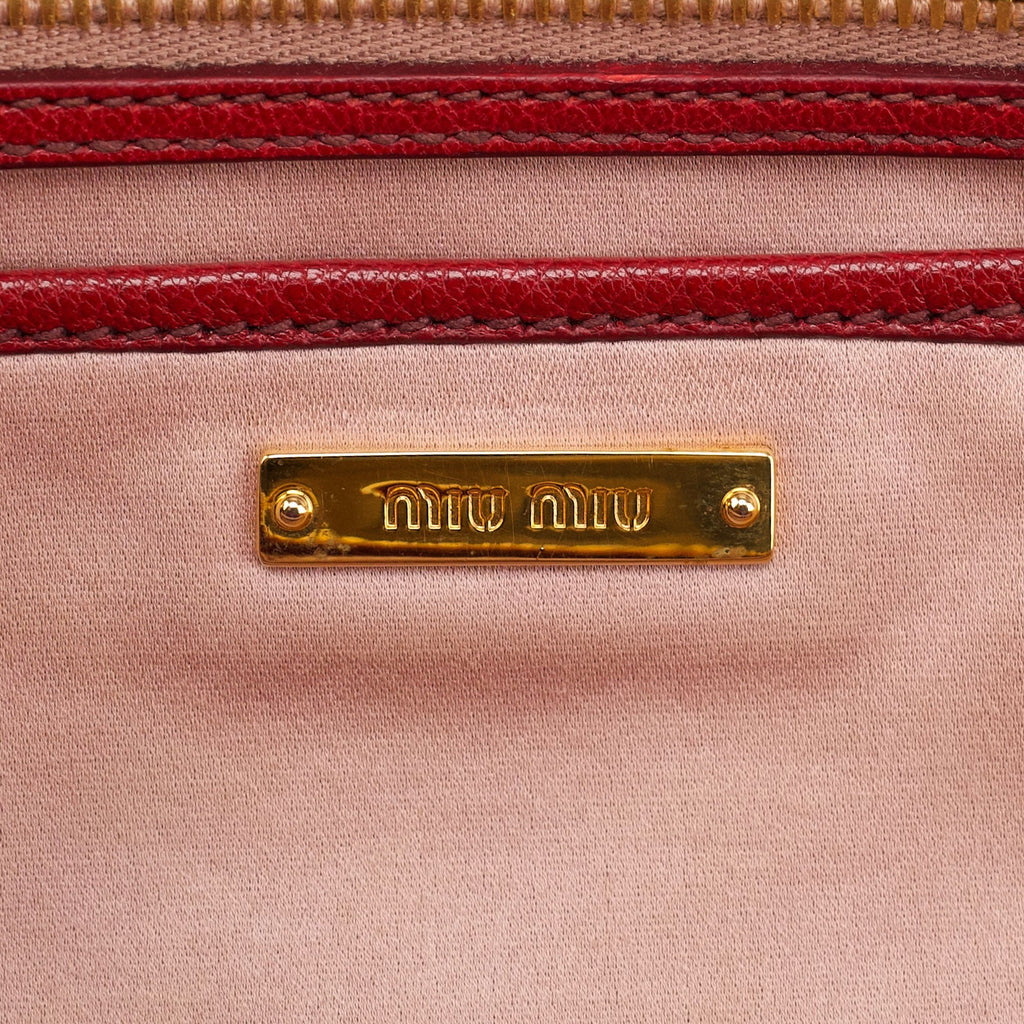 Red Pebbled Leather 2-Way Tote Bag