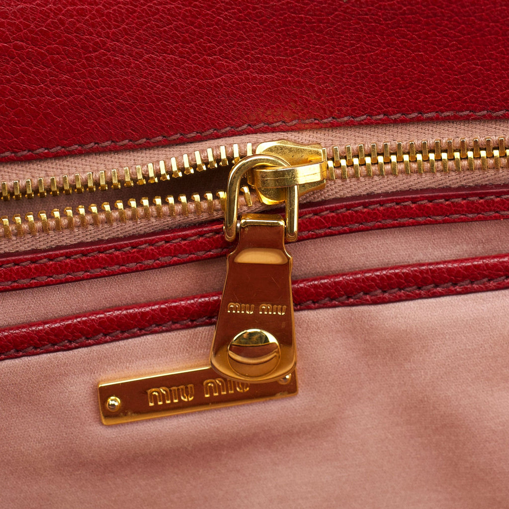 Red Pebbled Leather 2-Way Tote Bag