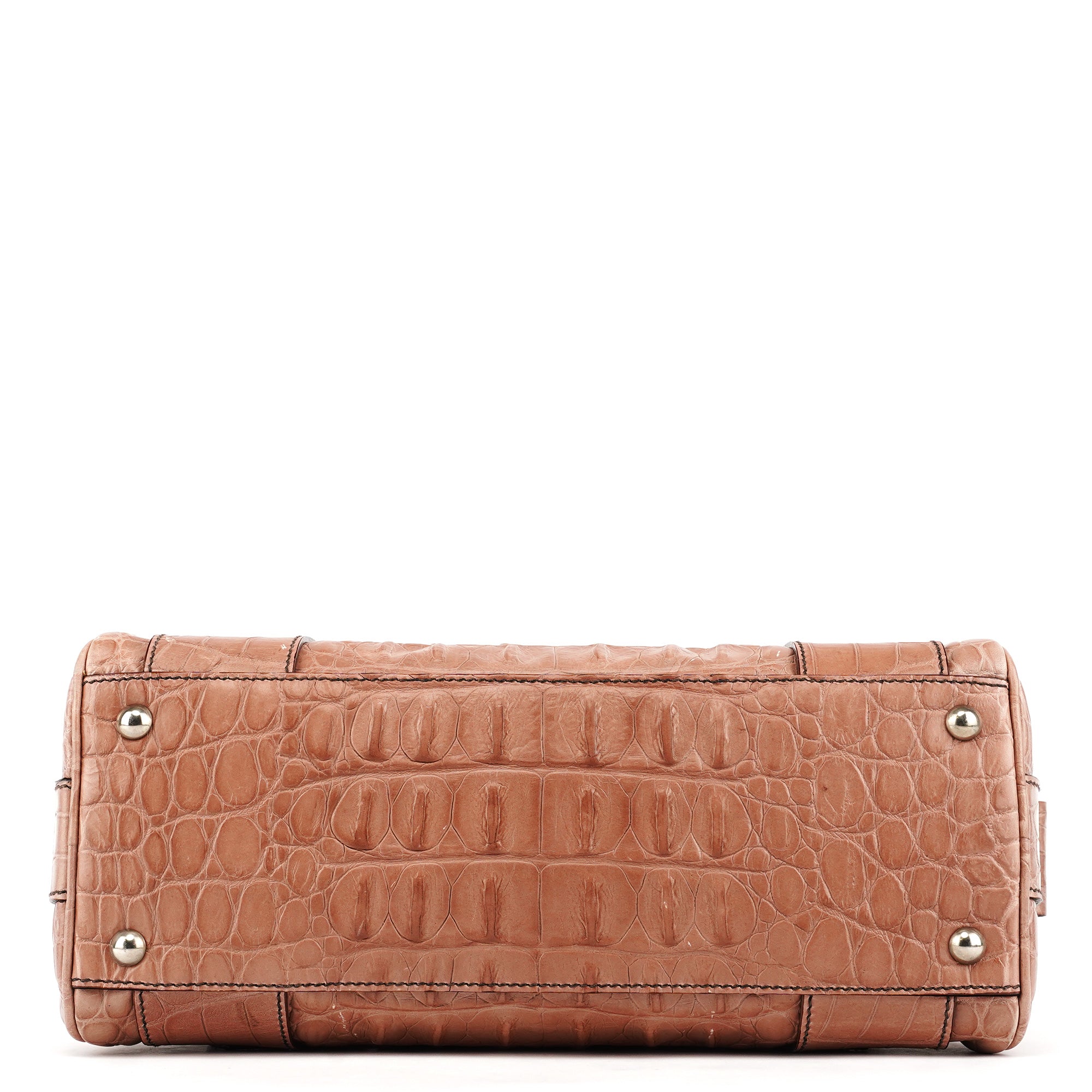 Soft Pink Croc Embossed Leather Bag