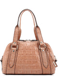 Soft Pink Croc Embossed Leather Bag
