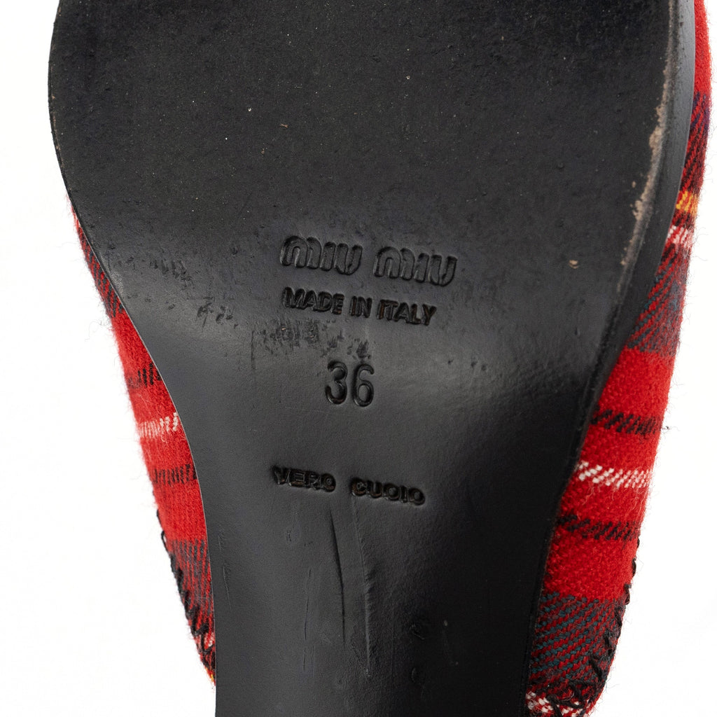 Tartan & Cracked Patent Leather Kitten Heel Mules